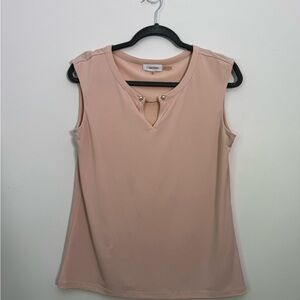 Calvin Klein Pink Sleeveless Pearl Blouse